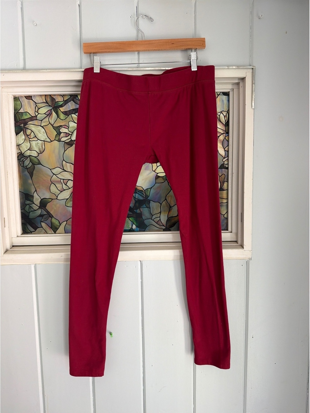 Pact Women's Organic Cotton Red Leggings Size XL